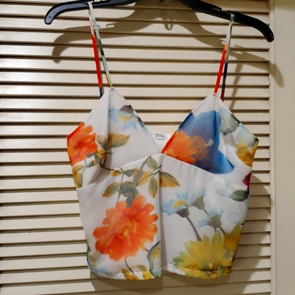 PRE` VILLAGE USA FLORAL PRINT LINED CAMISOLE WITH SIDE ZIP SIZE S